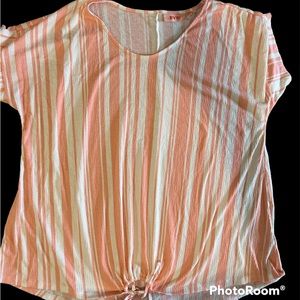 EVRI Womens 1X Top Pink & White